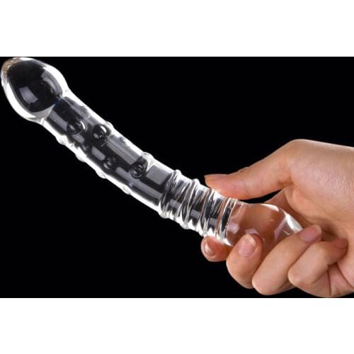 Double Headed Dildo Pyrex Glass Crystal Fake Penis Anal Butt Plug Female Male Adult Masturbation Sex Toy for Women Men Gay