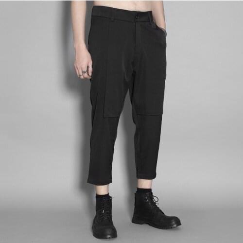 Gangfengqiuzhuang dark personality three-dimensional cutting and stitching slim matching trousers mens casual pants
