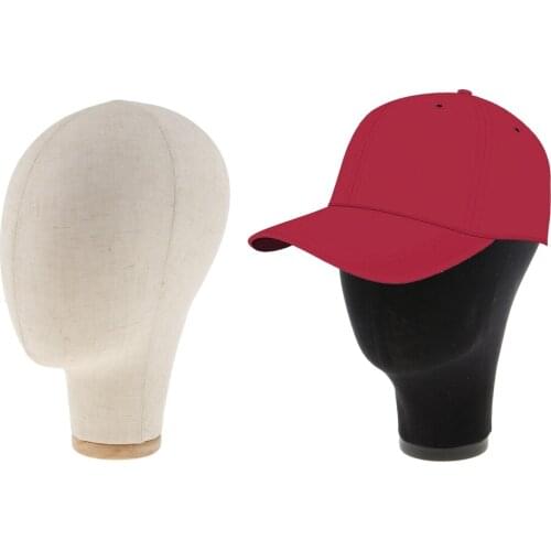 2pcs Canvas Block Head for Wigs Display Making Styling Mannequin Head with Mount Hole 22' Head Model for Hats jewelry Display