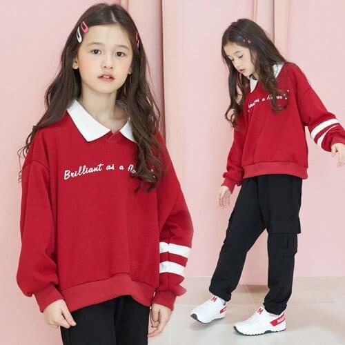 8 10 years Kids Girls Cotton Tops Korean style 2021 Spring Autumn Children Sweatshirt