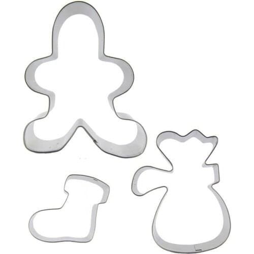 Gingerbread man,Mini Boots,Cloth Bag shaped 3 piece biscuit cutting molds, baking tools, cake decorating soft candy tools