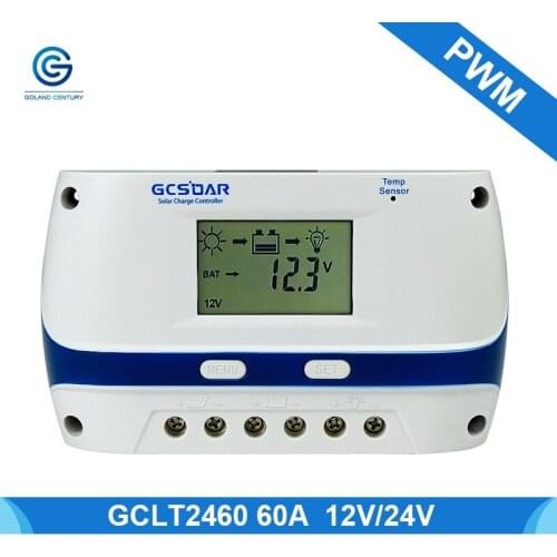 GCSOAR 60A Solar Charge Controller 12V 24V 48V Auto Work PWM Solar Panel Charger Regulator for Leaded, Gel(AGM), Flooded Type