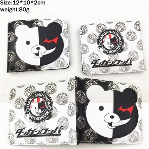 Cartoon Danganronpa Monokuma Pu Wallet Bifold Photo Card Holder Student Short Layers Purse Leather Cosplay Men Women Handbag