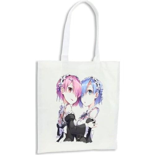 MERCHANDMANIA PACK 4 bags RE ZERO RAM REM SUBARU ANIME kitchen buy travel polyester fiber custom offer gift