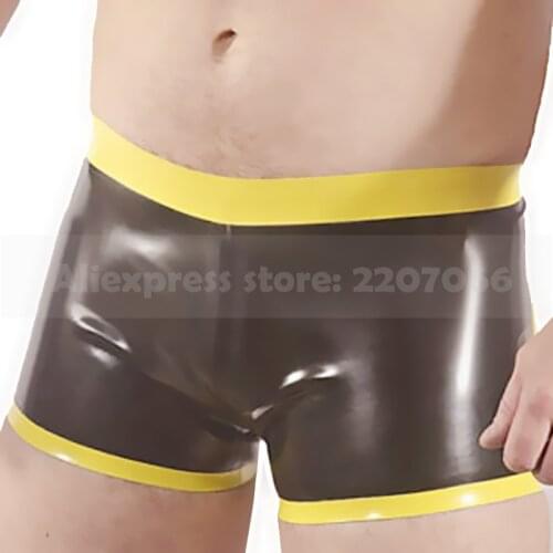 Male latex underpants rubber panties men tight boxer shorts plus size custom made underwear lingerie RPM120