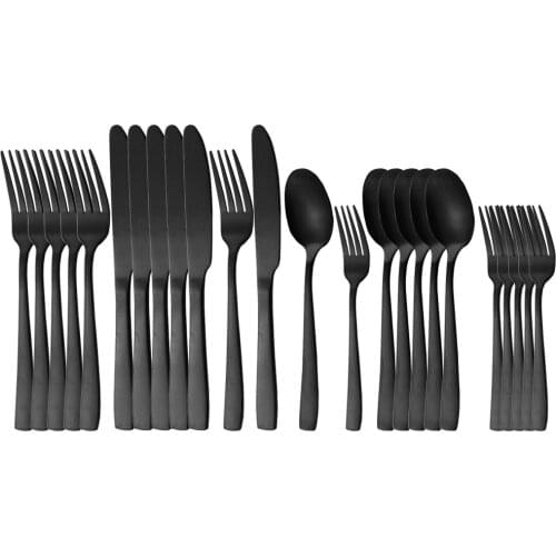 24pcs Dinnerware Stainless Steel Cutlery Set Knives Spoons Fork Dessert Fork Sliverware Kitchen Home Western Food Tableware Set