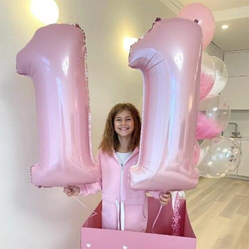 32/40inch Pearl Pink Blue 1 Number Balloon Baby Shower Digit Helium Balloons Kids 1st Birthday Party Anniversary Decoration Ball
