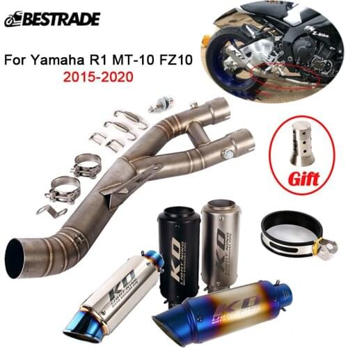 Motorcycle Exhaust System Mid Link Connect Pipe Muffler Tail Vent Tip Removable DB Killer For Yamaha YZF-R1 MT-10 FZ10 2015-2020