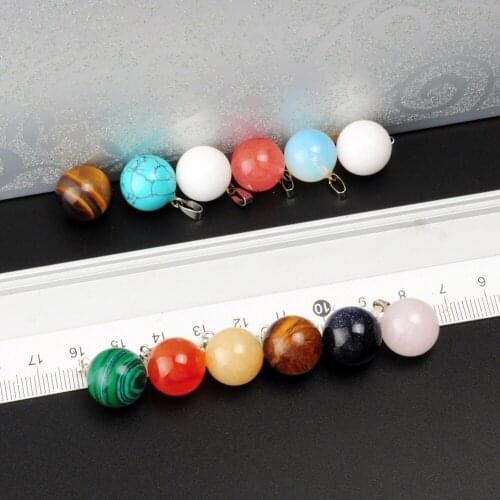 Wholesale 24pcs/lot Gorgeous Rock Quartz Natural Loose Beads Pendant Round Sodalit Energy Stone Healing Power for Jewelry Making