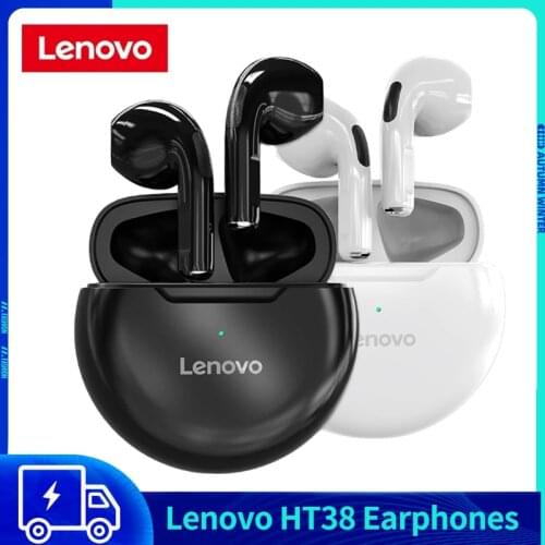 Original Lenovo HT38 BT 5.0 Headphones with Microphone mini True Wireless Earphones Waterproof Sport Earbuds HD Stereo Headsets