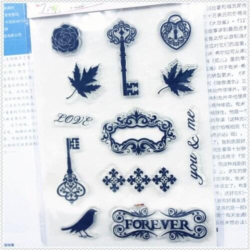 PANFELOU 11.3*15.56cm Key to the maple leaf Transparent Silicone Rubber Clear Stamps cartoon for Scrapbooking/DIY wedding album
