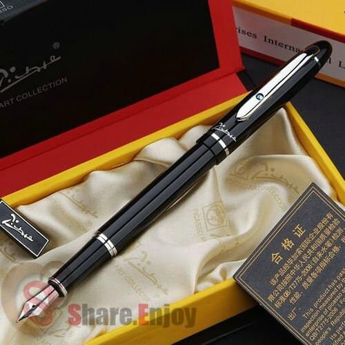 FOUNTAIN PEN MEDIUM NIB PICASSO 608 GLOSS BLACK AND SILVER WITH ORIGINAL BOX