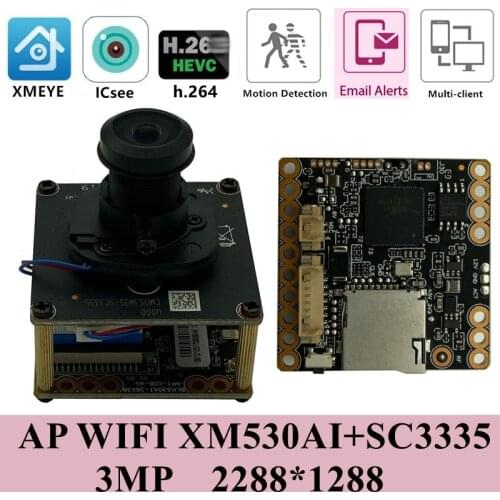 IP WIFI Wireless Camera Module Board M12 Lens IRC 3MP XM530AI+Q03 2288*1288 Two-Way Audio 8-128G SD Card P2P CMS XMEYE RTSP
