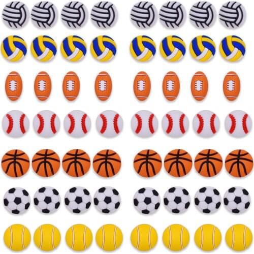 56PCS Wholesale Mix Baseball Basketball Football Shoes Charms 3D Stereoscopic Shoes Decoration Accessories BB Boys X-mas Gifts