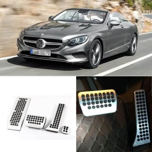 Savanini Brand New 4pcs Aluminium Non Slip Foot Rest Fuel Gas Brake Pedal Cover For Benz S-Class 2014-2016