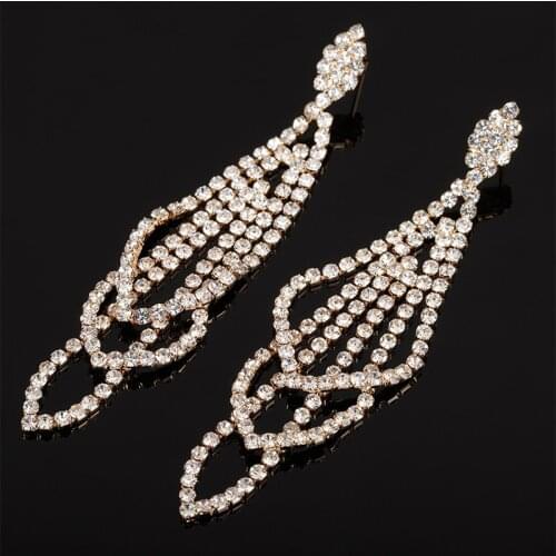 Bridal Beautiful 3 level Design Long Earrings Sparkling Rhinestone Crystal Dangle Earrings For Women Wedding Jewelry E469