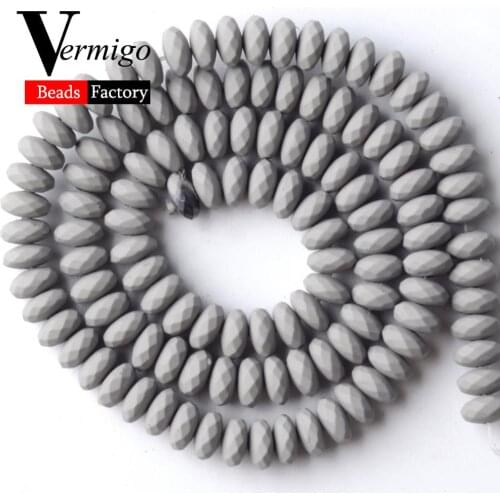 Gray Nanotech Rubber Hematite Abacus Beads For Jewelry Making 6mm Spacer Loose Stone Beads Diy Bracelets Accessories 15'Strand