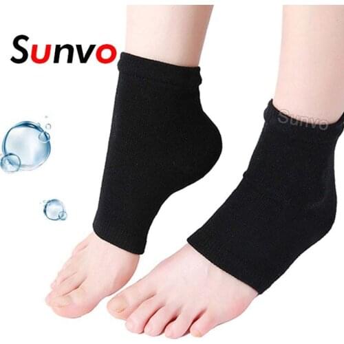 Sunvo Silicone Gel Heel Sleeve Pedicure Moisturizing Socks Cracked Skin SPA Moisturising Pads Foot Care Ankle Sock Inserts Pad