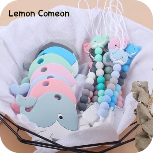 Silicone Teether Animal Whale Baby Teething Necklace Pacifier Chain Set Food Grade Silicone Chews Nurse Gift Toys Baby Products