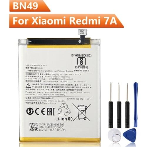 Xiao Mi Original Replacement Phone Battery BN49 For Xiaomi Redmi 7A Authentic Rechargeable Battery 4000mAh
