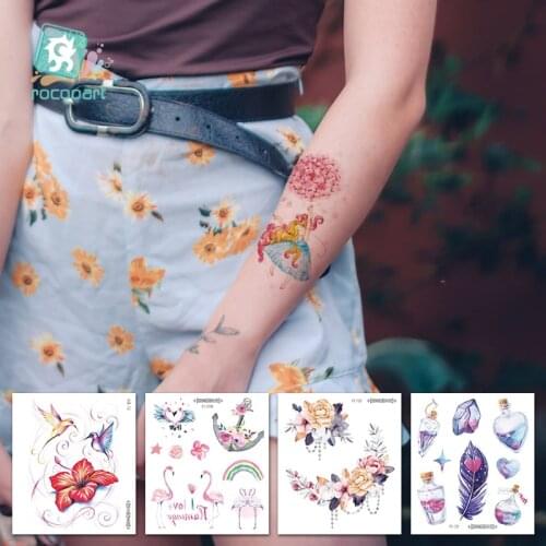 Rocooart Aesthetic Series Tattoo Stickers Small Fresh Style Animal Flowers Dancing girls Unique Design Waterproof Temporary
