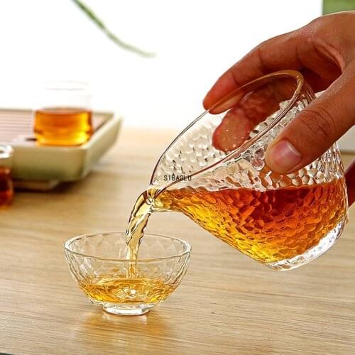 Heat-resistant Glass Tea Pitchers Gongdaobei Chahai Kungfu Tea Accessories 210mlHammered Glass Fairy Cup