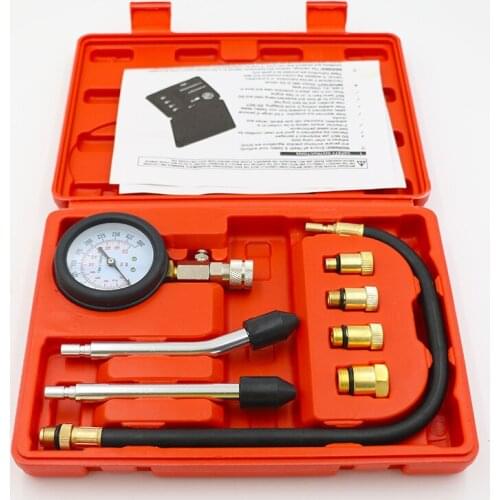 Gasoline Engine Compression Tester Auto Petrol Gas Engine Cylinder with M10 M12 M14 M18 Adapter Automobile Pressure Gauge Tester
