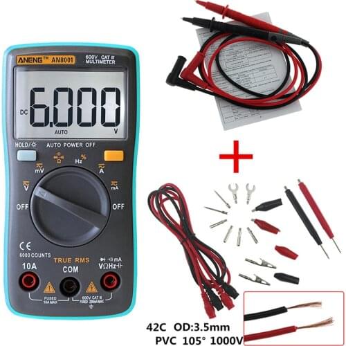 Transistor Tester ANENG AN8001 Auto Range Digital Multimeter 6000 Counts Backlight AC/DC Ammeter Voltmeter Ohm Portable Meter