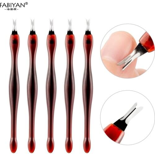 5pcs/lot Stainless Steel Cuticle Pusher Nail Art Trimmer Dead Skin Fork DIY Remover Cosmetic Tools Pedicure Manicure Salon Care