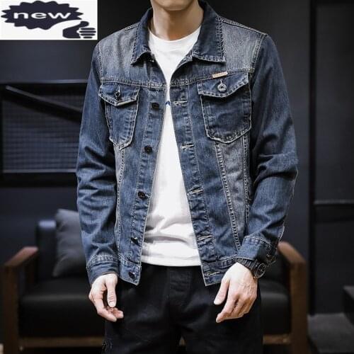 Spring Mens Fashion Stretch Slim Fit Casual Denim Jackets Streetwear Single Breasted Lapel Male Outerwear Coats Plus Size M-5XL