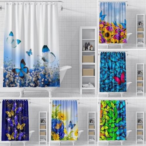 Beautiful Butterfly Waterproof Fabric Shower Curtains Home Decor Multi-size Shower Curtain 3D Shower Curtain for Bathroom