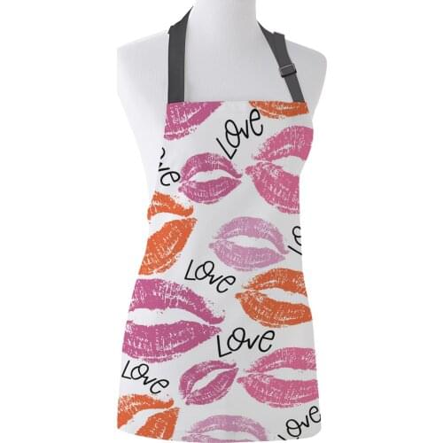 Love Sexy Watercolor Lips Print Apron Print Unisex Kitchen Bib with Adjustable Neck for Cooking Gardening