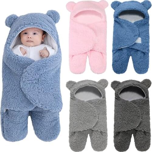 Newborn Baby Winter Warm Sleeping Bags Soft Swaddling Stroller Envelope Cocoon Wrap Blanket for Baby 0-6 months Sleeping Blanket