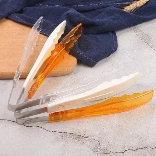 1pc Plastic Kitchen Food Tongs Anti-Scald Nonslip Handle Serving Tongs Bread Tong Kitchen Tools DIY Baking Tools Accessories