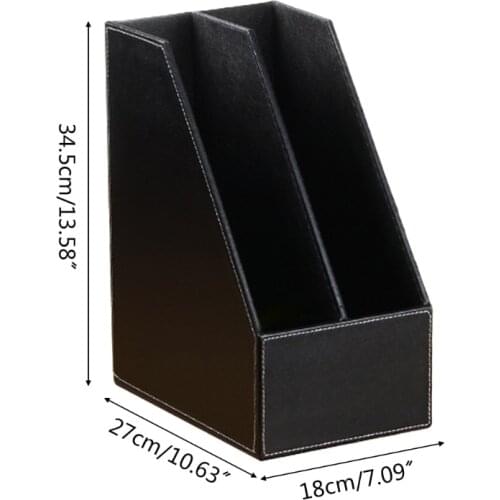 2 Slots PU Leather File Holder Magazine Rack Newspapers Organizer Cabinet Documents A4 Paper Storage Tray for Office School 652E