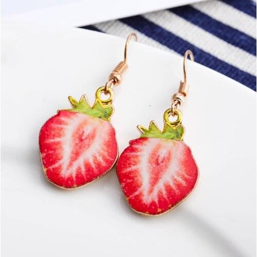 2020 Korea New Cute Fruit Lady Earrings Strawberry Green Kiwi Grapefruit Watermelon Girl Fruit Earrings