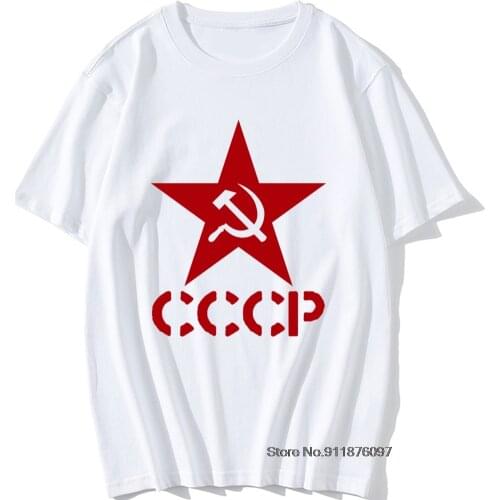 2021 Summer Tees CCCP Funny T Shirts USSR Soviet Union KGB Man T-shirt Short Sleeve Cotton Mens Funny T Shirt O-Neck Casual Top