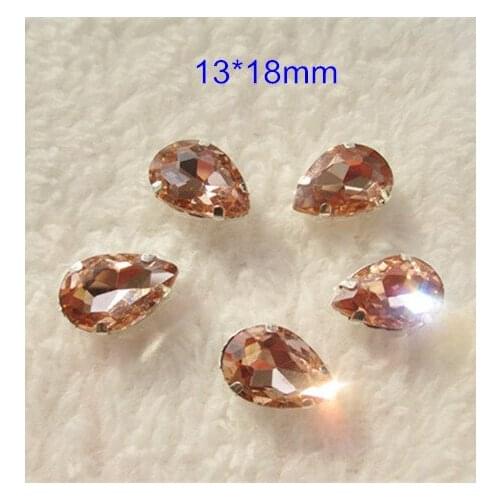 25pcs - Sparkly Glass Fecet Bead Sew on Beads Silver Setting Sewing Jewelry Craft Decoration Scrapbook,13*18mm Teardrop