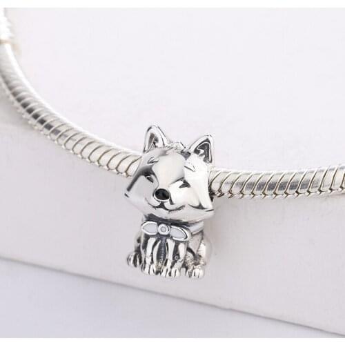 925 Sterling Silver Animal Japanese Akita Inu Dog Pendant Charm Bracelet DIY Jewelry Making For Original Pandora Accessories