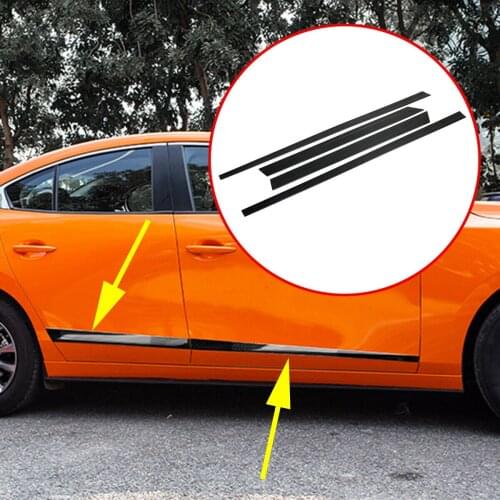 Fit For Mazda 3 Sedan 2019 2020 Carbon Fiber Exterior Door Trim Door Side Body Molding Cover Strips 4PCS