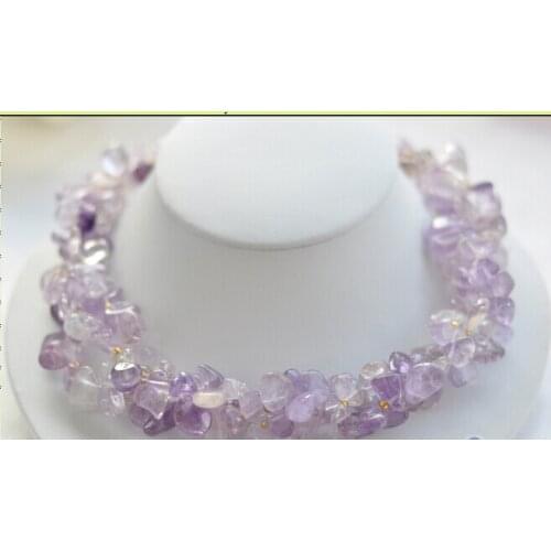 CB61 Beautiful 3row 17" 14mm lavender massive Beautiful NECKLACE