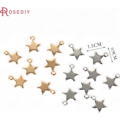 F572)20 pieces 1.1*0.9cm Gold Color Plated Brass Star Charms Pendants Diy Jewelry Findings Earrings Accessories Wholesale