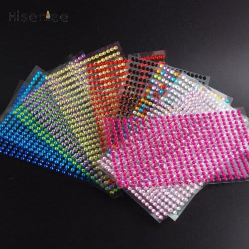 Hisenlee 4mm 437pcs/set Acrylic Multicolor Self Adhesive Flatback Rhinestone Crystal Stickers For Diy Jewelry Clothing Nail Art