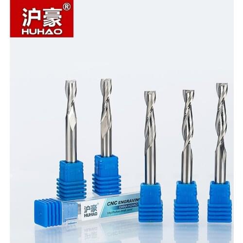 HUHAO 1PC 6mm 3A Top Quality 2 Flute Spiral router bits for wood CNC end mill carbide Tungsten milling cutters for wood fresa