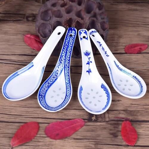 Ceramic Spoon Blue And White Porcelain Dinnerware Dipper Dinner Ladle Utensil Tableware Scoop Household Kitchenware Supplies