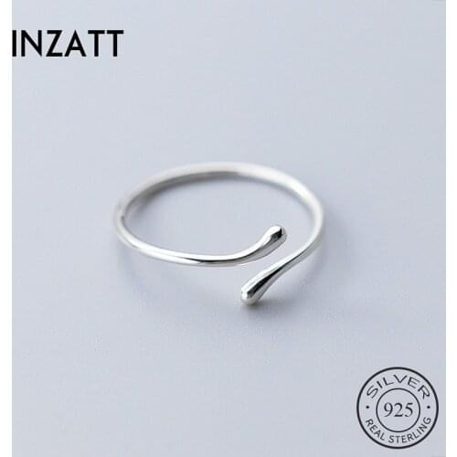 INZATT Real 925 Sterling Silver Geometric Adjustable Ring For Fashion Women Party Fine Jewelry Minimalist Punk Accessories