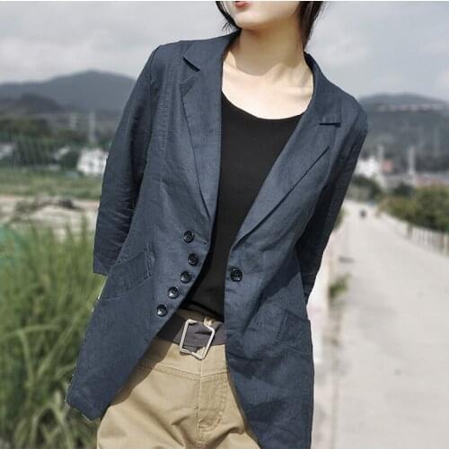 Korean Cotton and linen suits spring outer wear irregular casual suit jacket women jacket women blazers coat