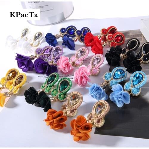 KPacTa Fashion Soutache Long Earring Jewelry Women Crystal Handmade Big Drop Earring Ethnic Style Clothing Accessories Oorbellen