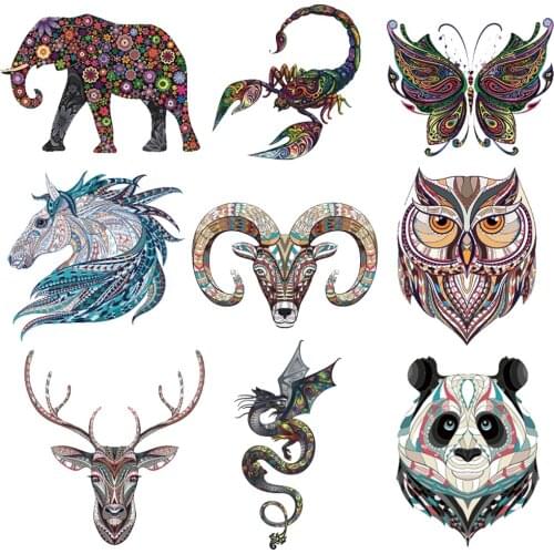 Pretty Iron on Transfer Watercolor Animal Patches DIY Accessory Washable Heat Transfer Badges Clothing C Decoration
