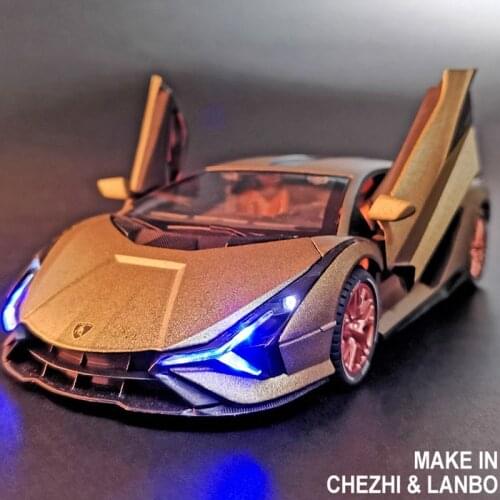 1:24 Big Size Lamborghini Sian Alloy Car Model Die Cast Sports Car Toys For Children Boys Strong Pull Back Kids Boys Gifts